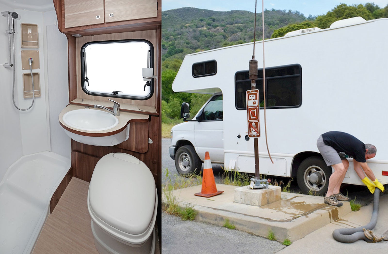 Portable RV/camper toilet and holding tank setup in Leesburg, Virginia